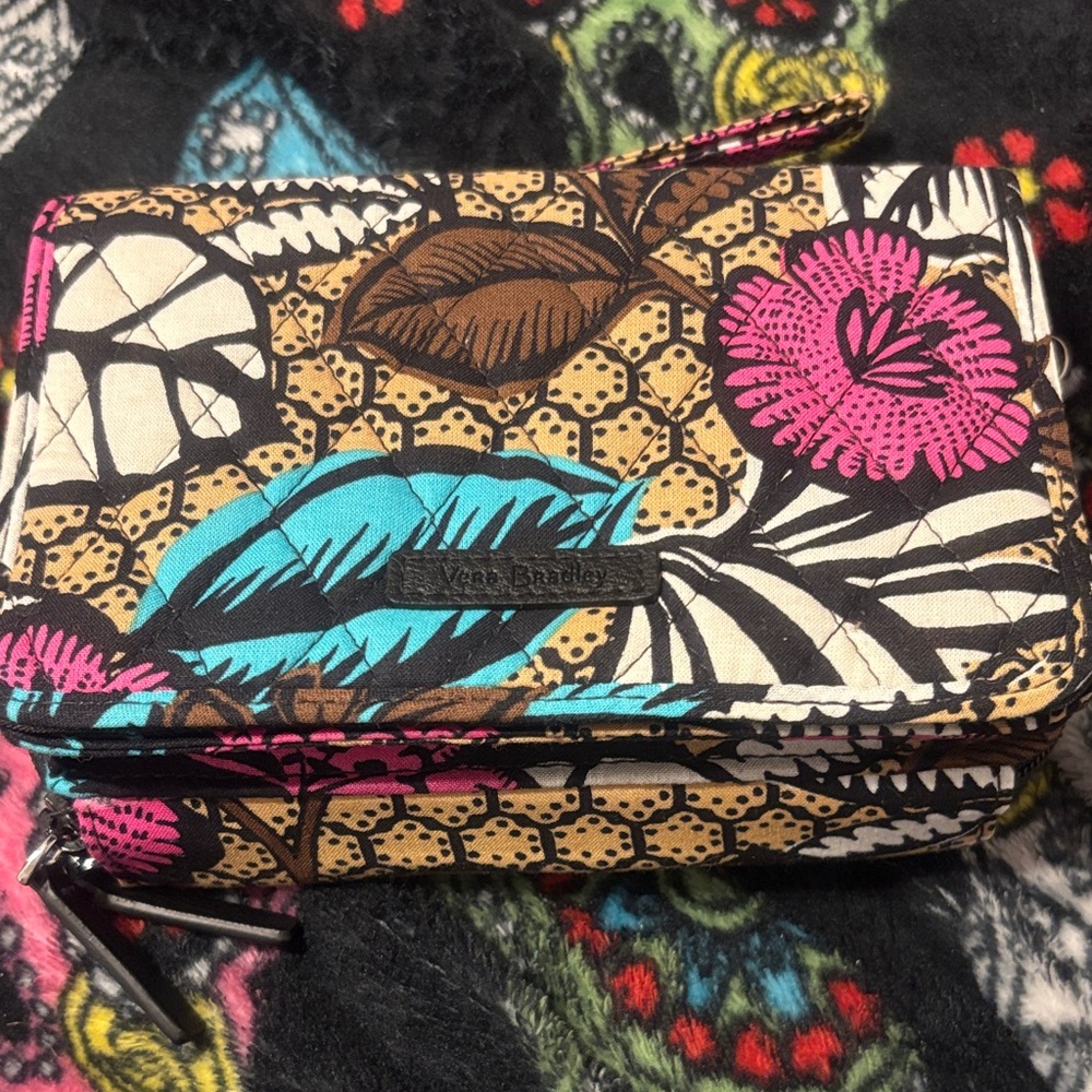 Vera Bradley Floral Clutch in Pink, Blue, and Brown